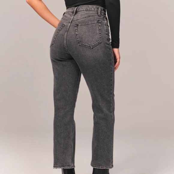 Abercrombie Fitch 10 (30) High Rise Ankle Straight Jeans Curve Love Faded Black - Picture 2 of 10